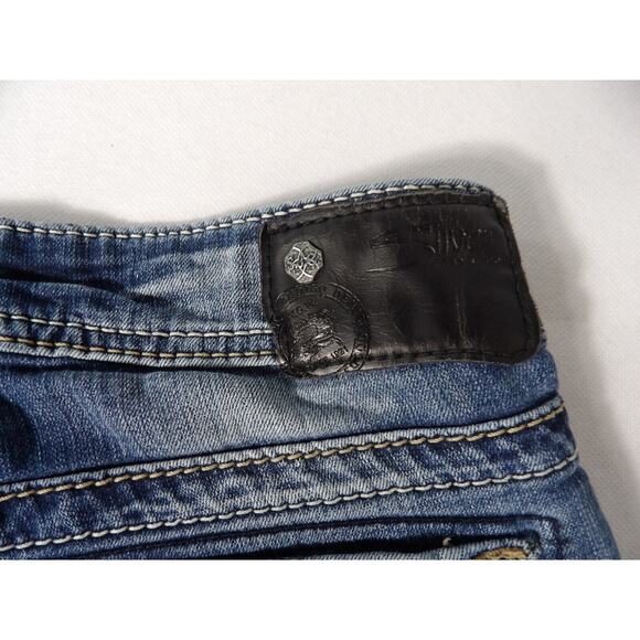 Suki Mid Slim Boot Jeans 26x31 Dark Wash Jewels Bling Pockets Y2K Rockabilly Vtg - Picture 16 of 16